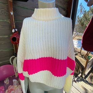 💞🤍Pink & Ivory Cowl-Neck Sweater🤍💞